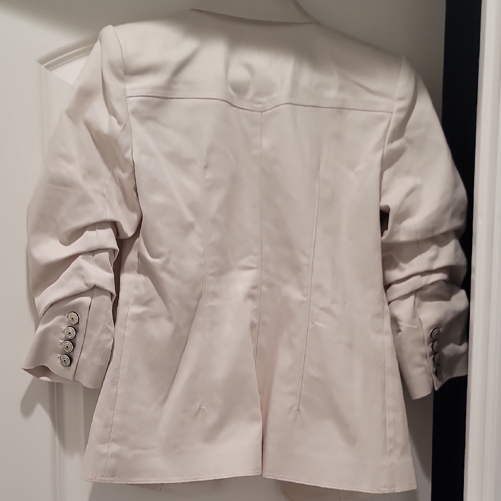 Cinq A Sept Cream Blazer with Ruched Sleeves - Picture 8 of 14